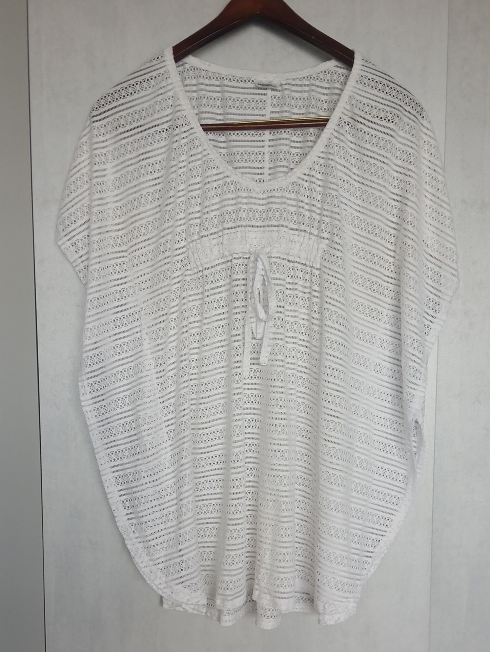 Madison White Crochet Lace Tie-Front Tunic